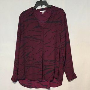 Maurices: XL Maroon / burgundy and black tiger-striped, 100% polyester blouse